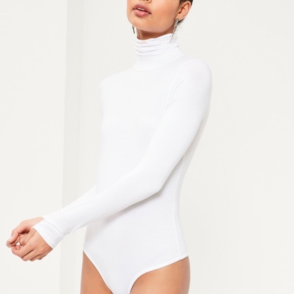 white long sleeve turtleneck bodysuit